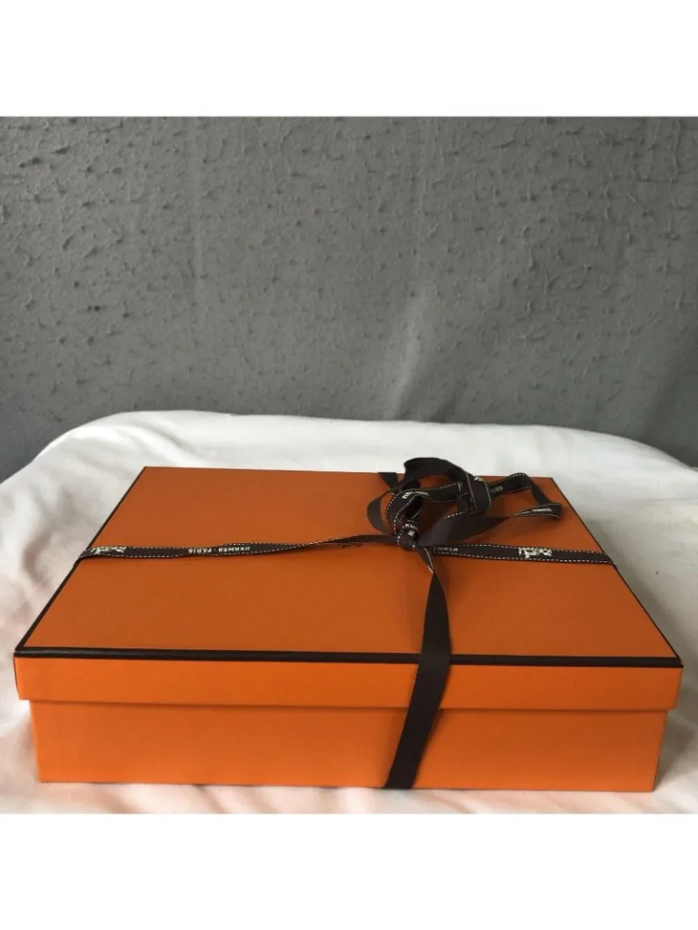 Hermes Dust Bag Womens One Size Orange Herringbone Logo Box Ribbon Storage